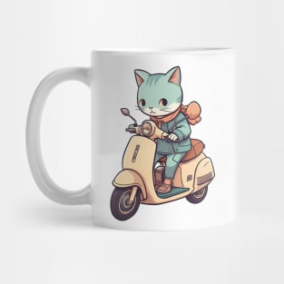 Kawaii cat riding scooter Mug